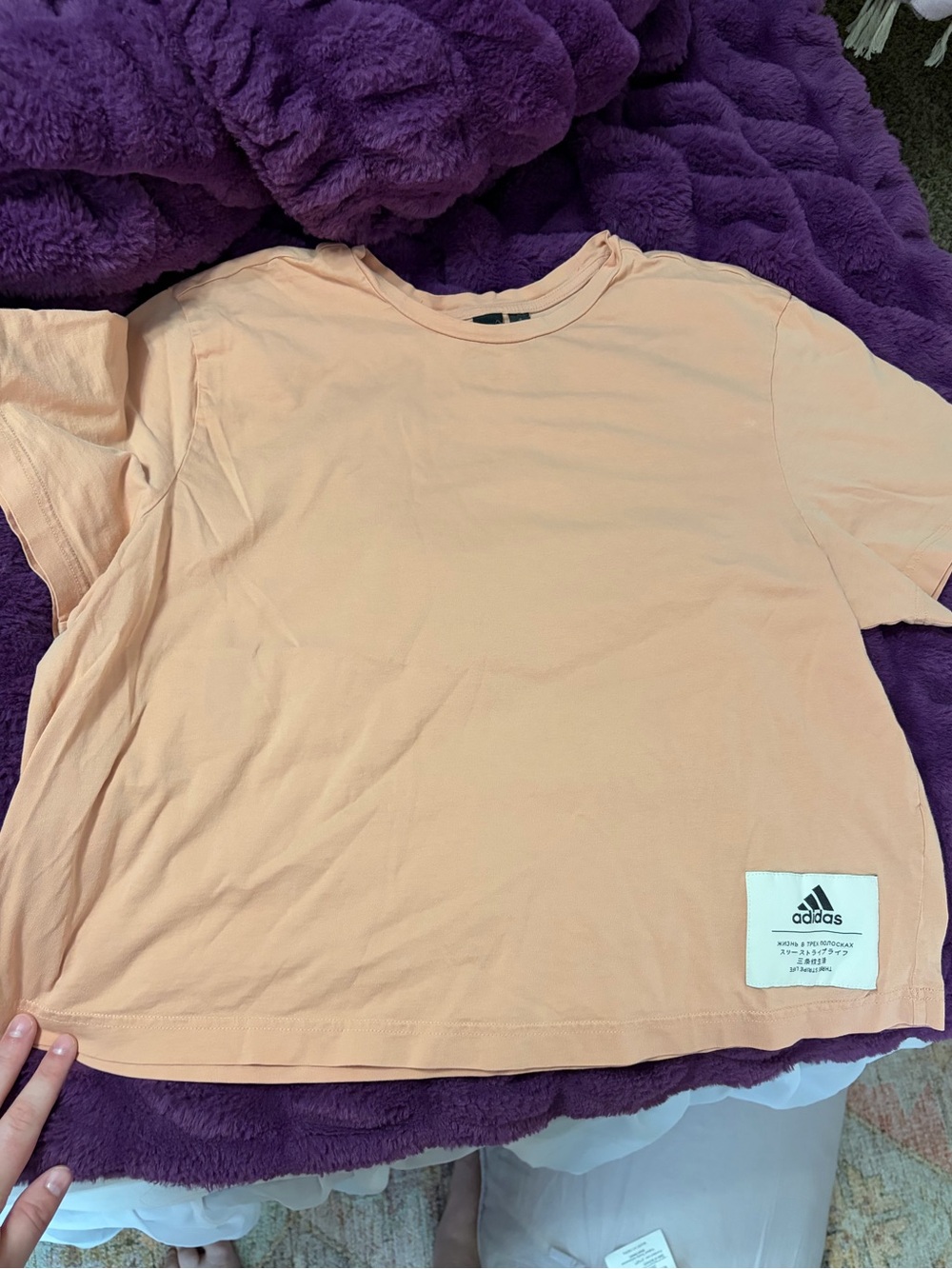 adidas Peach Crewneck Tee with Logo Tag